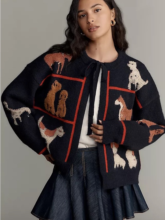 Anthropologie Sweaters - Maeve Anthropologie dog cardigan tie front